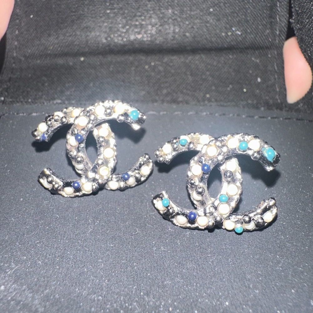 Chanel Silver and Blue Brooch Set - Picture 2 of 5